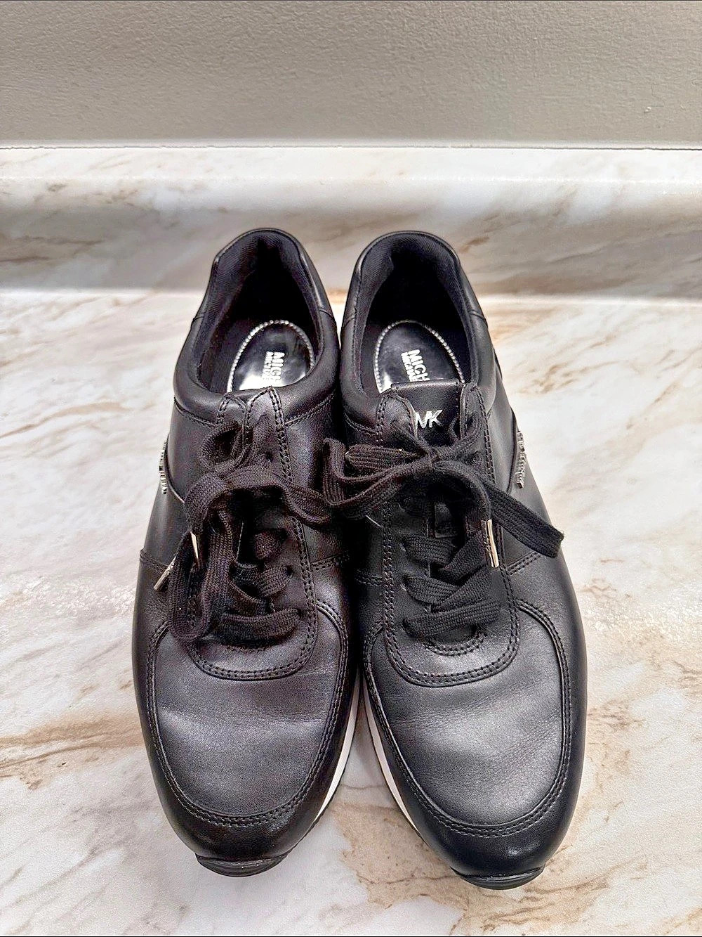 Michael Kors Allie Leather Trainer Black & White Sneakers Women’s 9